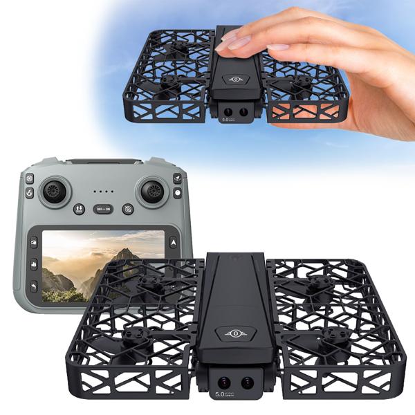 Kamera Drohne faltbar mit Full-HD Dual-Kamera & 120m Reichweite – FPV Steuerung m. 4,5 Zoll HD Bildschirm, Optical Flow & 50x Zoom