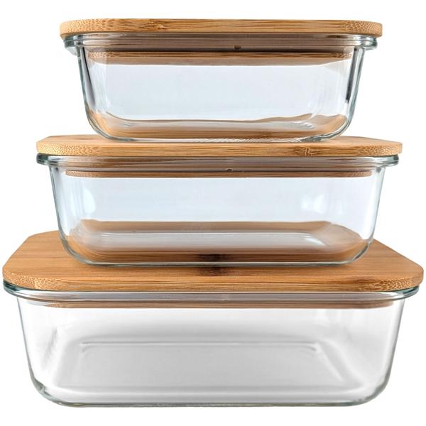 6er-Set Hochwertige Vorratsdosen mit Deckel, rechteckig, Glas/Bambus, 3 Grössen: Vorratsgläser für Aromaschutz & eine stilvolle Ordnung