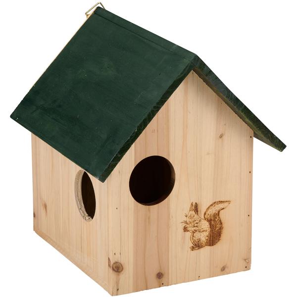 Eichhörnchenhaus aus Holz mit 3 Fluchtlöchern – Kobel für Eichhörnchen – Artgerechter Unterschlupf und Überwinterungshilfe für den Garten