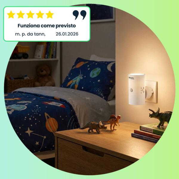 Set da 2 luci notturne da presa dimmerabili con sensore PIR e crepuscolare – Lampada da presa intelligente con rilevatore di movimento, 10 LED per corridoio e camera da letto