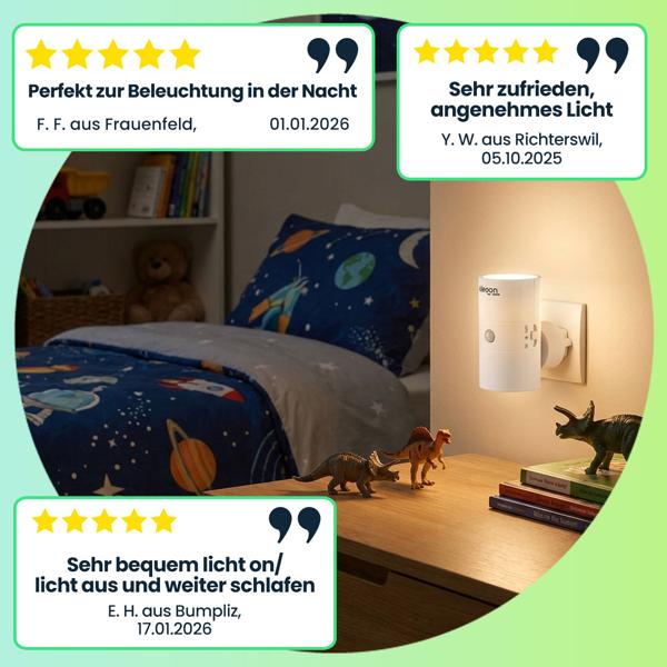 2er-Set Steckdosen-Nachtlicht dimmbar mit PIR- & Dämmerungssensor – Intelligente Steckdosenlampe mit Bewegungsmelder, 10 LEDs für Flur & Schlafzimmer