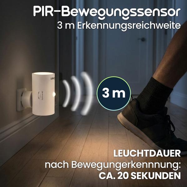 2er-Set Steckdosen-Nachtlicht dimmbar mit PIR- & Dämmerungssensor – Intelligente Steckdosenlampe mit Bewegungsmelder, 10 LEDs für Flur & Schlafzimmer