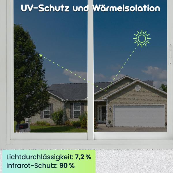 8er-Set Sichtschutzfolie grau-matt, 60 x 200 cm - selbstklebende Fensterfolie mit UV-Schutz - hitzereduzierend & ideal für Fenster, Büro & Wohnräume