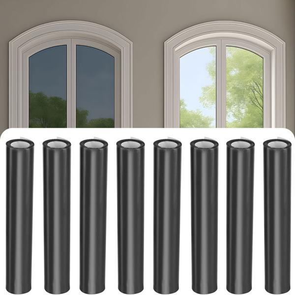 8er-Set Sichtschutzfolie grau-matt, 60 x 200 cm - selbstklebende Fensterfolie mit UV-Schutz - hitzereduzierend & ideal für Fenster, Büro & Wohnräume