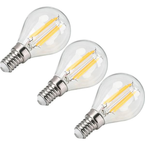 Set di 3 lampadine LED a filamento G45 E14 4 W 400 lm bianco caldo 2500 K lampadina vintage lampada retrò dimmerabile luce calda forma a globo Edison lampada a goccia