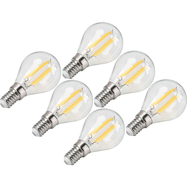 Set da 6 lampadine LED a filamento G45 E14 4 W 400 lm bianco caldo 2500 K lampadina vintage lampada retrò dimmerabile luce calda forma a sfera lampadina Edison a goccia