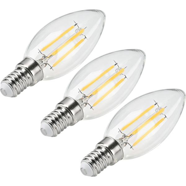 Set 3 pezzi lampadine a candela LED a filamento C35 E14 4 W 400 lm bianco caldo 2500 K lampadina vintage lampada retrò luce calda forma candela