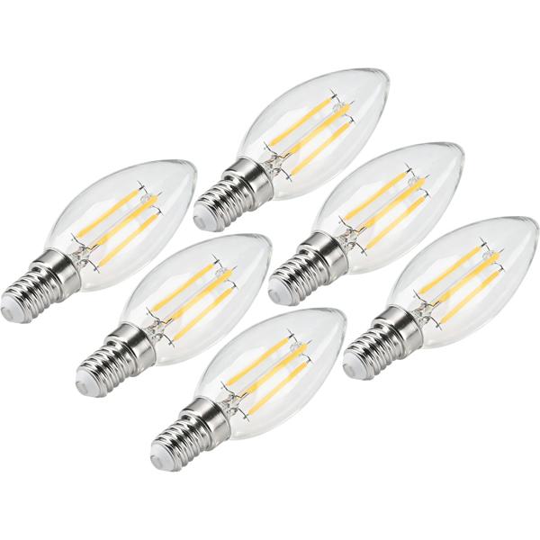 Set da 6 lampadine a candela LED a filamento C35 E14 4 W 400 lm bianco caldo 2500 K lampadina vintage lampada retrò luce calda forma candela