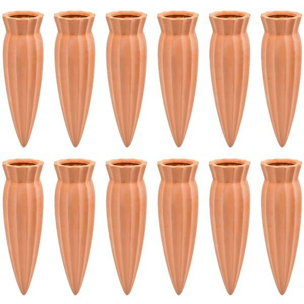 set of 12 XL clay cone watering spigots for bottles: Automatic plant watering - take a carefree vacation & enjoy healthy plants