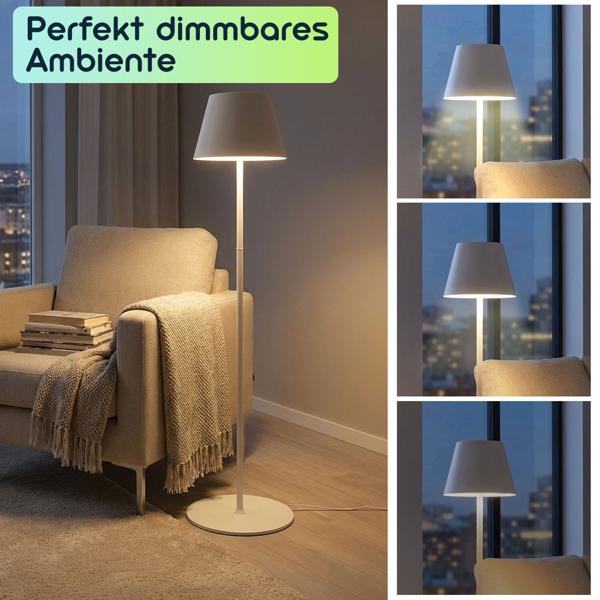 2er-Set Moderne höhenverstellbare LED-Stehlampe, dimmbar, weiss, 50 /90/130 cm - ein elegantes Stimmungslicht für Wohnzimmer, Schlafzimmer & Büro