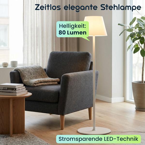 2er-Set Moderne höhenverstellbare LED-Stehlampe, dimmbar, weiss, 50 /90/130 cm - ein elegantes Stimmungslicht für Wohnzimmer, Schlafzimmer & Büro