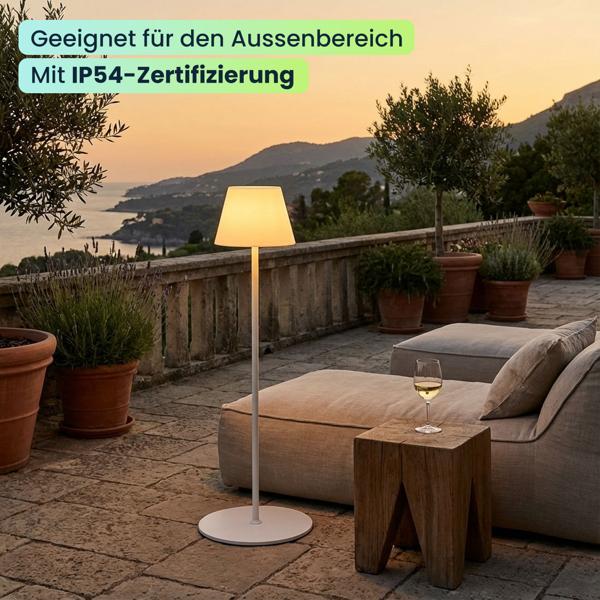 2er-Set höhenverstellbare LED-Stehlampe, dimmbar, weiss, 50/90/130 cm- elegantes Stimmungslicht für Wohnzimmer, Schlafzimmer, Büro und Aussenbereich
