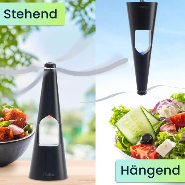 2er-Set 2-Flügel Insektenwedler mit LED-Beleuchtung, Batterie & USB: Sanfte, effektive Fliegenabwehr für Tisch & unterwegs, flexibel beim Essen & Outdoor