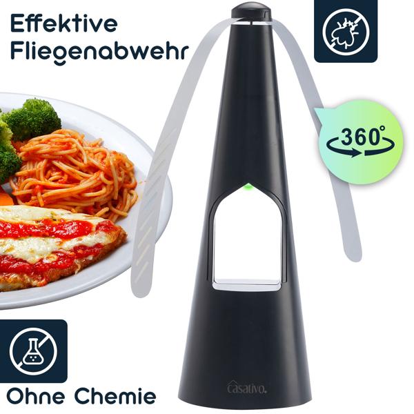 4er-Set 2-Flügel Insektenwedler mit LED-Beleuchtung, Batterie & USB: Sanfte, effektive Fliegenabwehr für Tisch & unterwegs, flexibel beim Essen & Outdoor