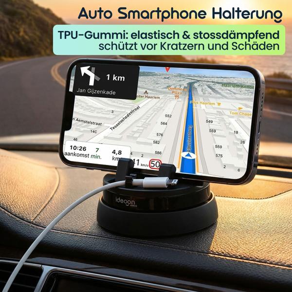 2er-Set Premium Auto Smartphone Halterung 360°, drehbar. Beste Qualität und Stabilität für jede Fahrt – Einfache Anwendung & super Halt