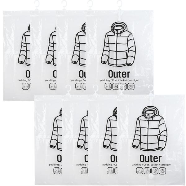 set of 8 vacuum bags with clothes hooks, 67 x 90 cm: An efficient garment bag for bed linen & clothing - Protect your textiles