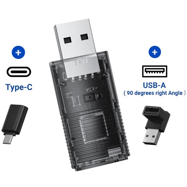Dongle USB Voiture Sans Fil - CarPlay & Android Auto - Connexion Stable Bluetooth 4.2 - Wi-Fi 2.4/5GHz - Port Type-C - Solution 2-en-1