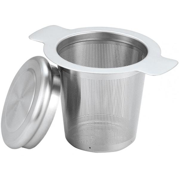 High-quality stainless steel tea strainer with lid - tea filter with drip tray - Clean tea preparation for your cup