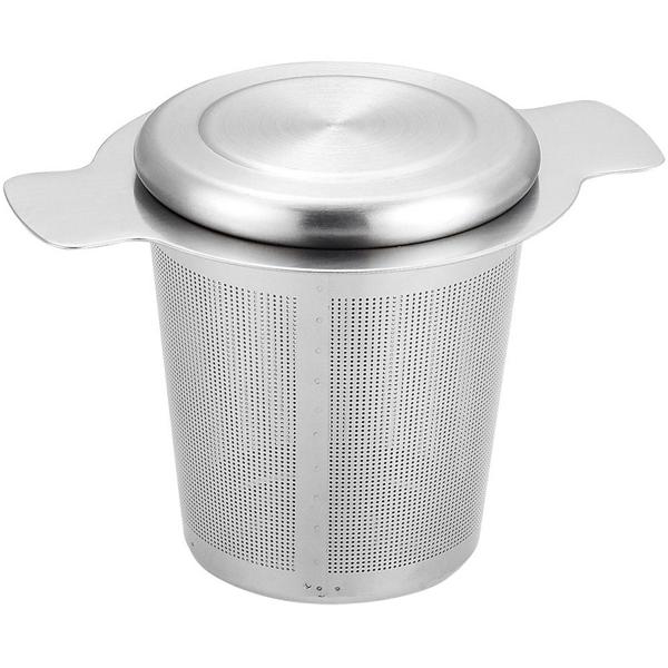 High-quality stainless steel tea strainer with lid - tea filter with drip tray - Clean tea preparation for your cup