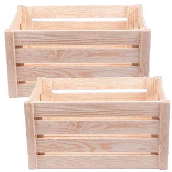 set di 2 robuste scatole in legno, M: un versatile contenitore per giocattoli, ufficio e ambiente abitativo elegante