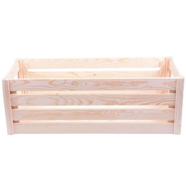 Lot 2 Caisses en Bois Robustes L - Rangement Polyvalent Jouets Bureau Décoration Intérieur - Pin Naturel - 29.5x69x23.5cm