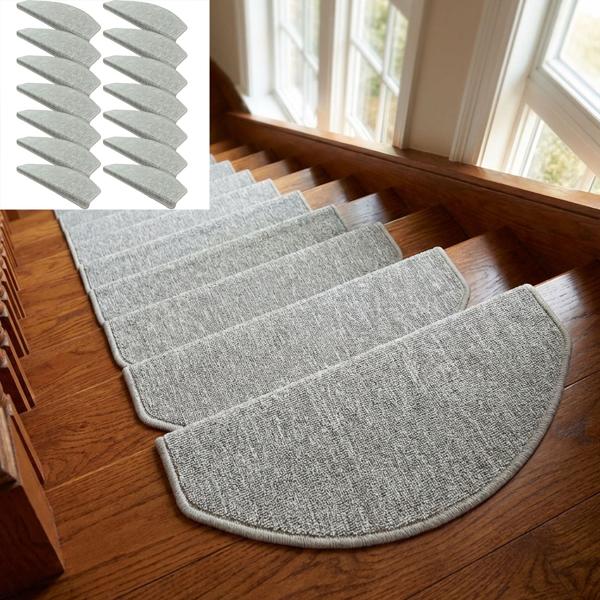 Tappetini per scale, 14 pezzi, semitondi, grigio: : Antiscivolo, robusti e fonoassorbenti - Più sicurezza ed eleganza per le vostre scale