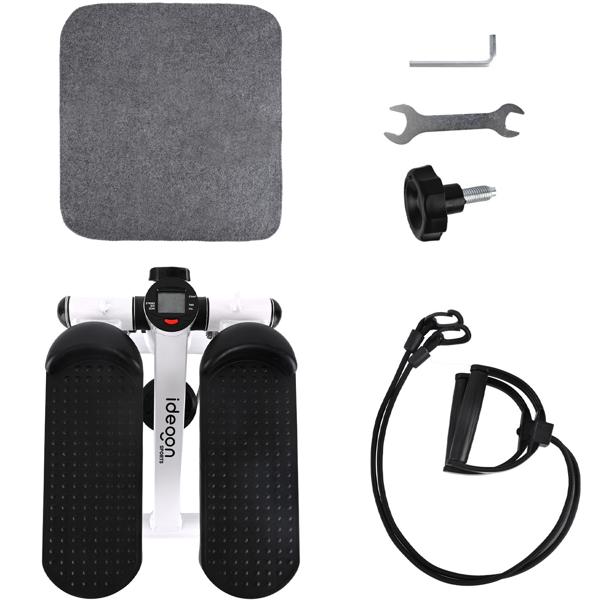 Compact mini stepper with training computer and resistance bands, max. 100 kg - Ideal for home workout and fitness