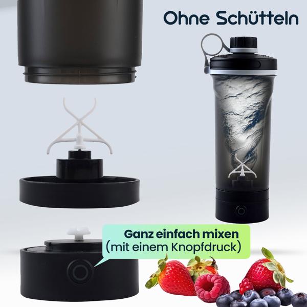 2er-Set Leistungsstarker Akku-Shaker für Proteinshakes & Smoothies - Tragbar, elektrisch, USB-C aufladbar, klumpenfrei mixen - Ideal für Sport und Fitness 
