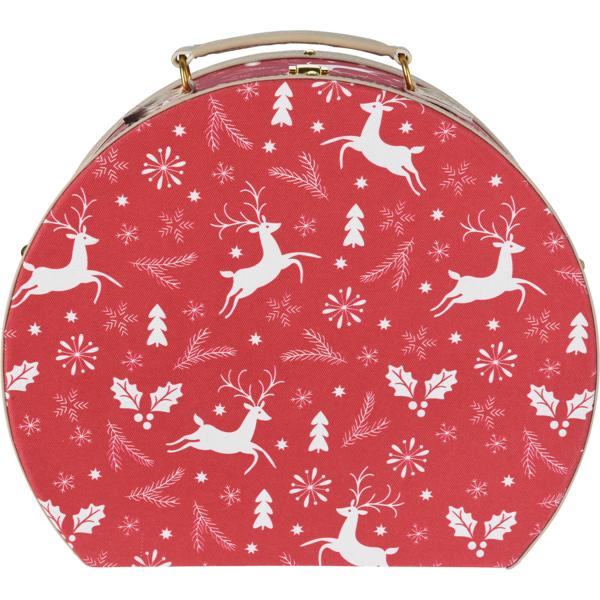 Incantevole set di valigette di Natale da 2 pezzi motivo renna - perfetto come valigetta regalo robusta, decorazione natalizia o per riporre