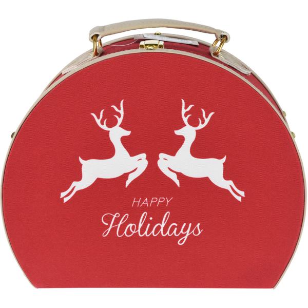 Incantevole set di valigette di Natale da 2 pezzi motivo renna - perfetto come valigetta regalo robusta, decorazione natalizia o per riporre