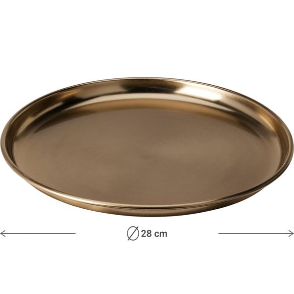 Luxuriöses Serviertablett & Dekotablett aus Metall, Ø28 cm- Exklusives Design für Weihnachten, Feste feiern, Küche, Heim & Dekoration