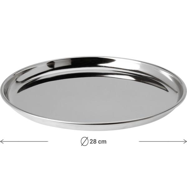 Plateau de service et décoratif rond en métal brillant Ø28 cm - Design de haute qualité pour Noël fêtes cuisine maison - Robuste et polyvalent