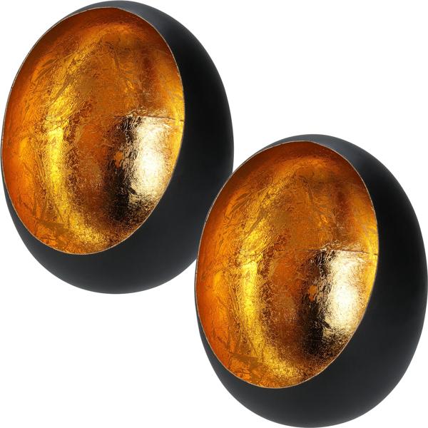 2er-Set  Elegantes Windlicht aus Metall für Kerzen und Teelichter, schwarz/gold: Ein stilvolles Deko-Objekt für drinnen & draussen – Luxuriös & Gemütlich