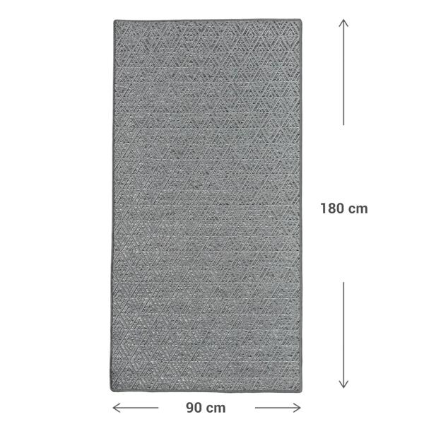 Outdoorteppich Rautenmuster klein 90 x 180 cm in Grau - Moderner Aussenteppich, wetterfest & pflegeleicht - Perfekt für Balkon & Terrasse