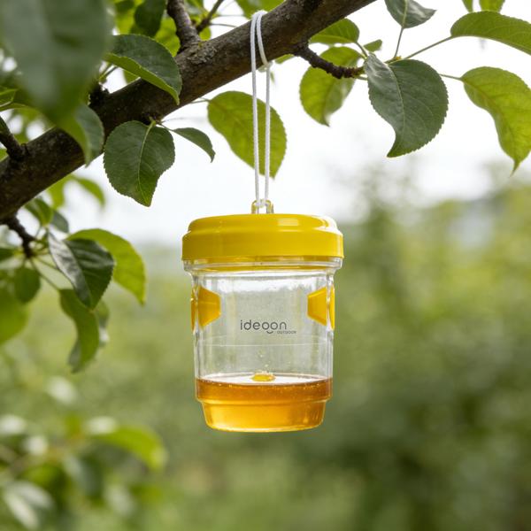 Piège à guêpes et à mouches lot de 8 à suspendre ou à poser, piège à insectes jaune sans poison, rechargeable et efficace pour le jardin et le balcon