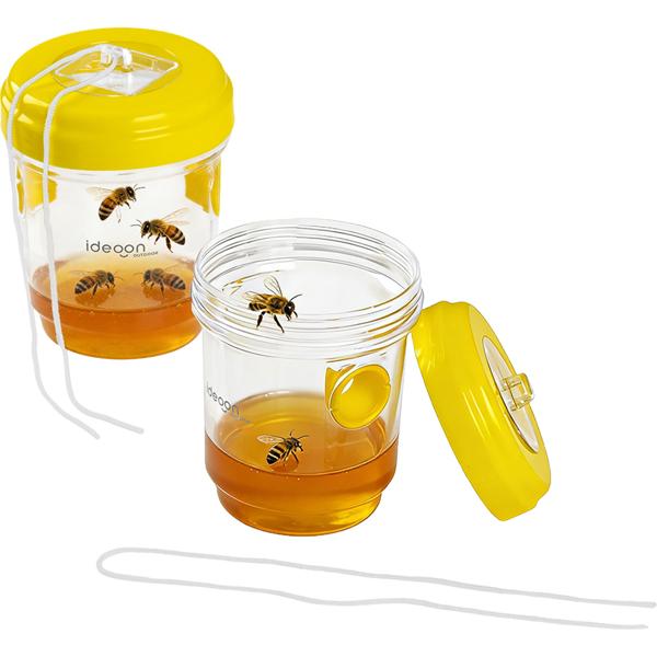 Piège à guêpes et à mouches lot de 8 à suspendre ou à poser, piège à insectes jaune sans poison, rechargeable et efficace pour le jardin et le balcon