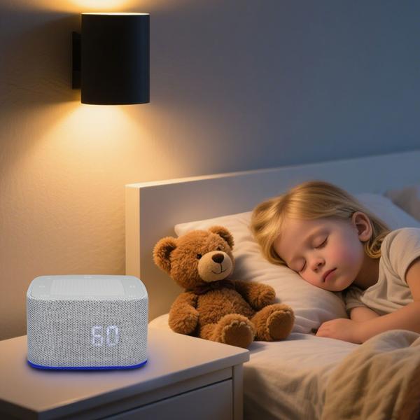 Réveil avec bruit blanc, 32 sons – enceinte Bluetooth, contrôle par application, veilleuse RGB dimmable – sommeil et détente de qualité