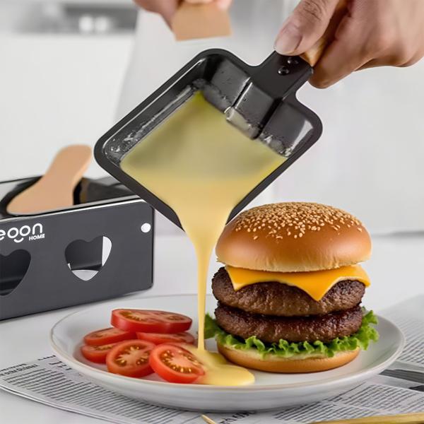 Raclette à la bougie pour 2 personnes – appareil à raclette sans électricité – bougies à réchaud, poêlons et spatules inclus – idéale pour balcon, camping et déplacements