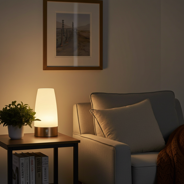 Elegante lampada da tavolo LED con sensore di movimento - Lampada da corridoio senza fili con luce bianca calda - Ideale come luce notturna in camera da letto