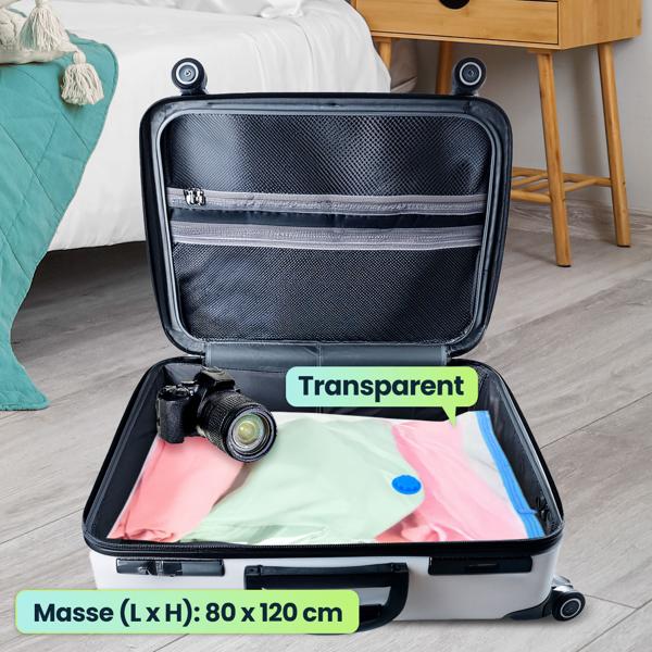 3er-Set platzsparende Vakuumbeutel XL, 80 x 120 cm, Kompression mit dem Staubsauger, Aufbewahrungssäcke, Kleiderbeutel ohne Staub oder Falten 