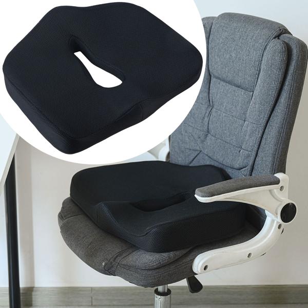 Coussin d’assise ergonomique à mémoire de forme – idéal pour voiture et chaise de bureau – soulage la pression en cas d’assise prolongée – coussin lombaire