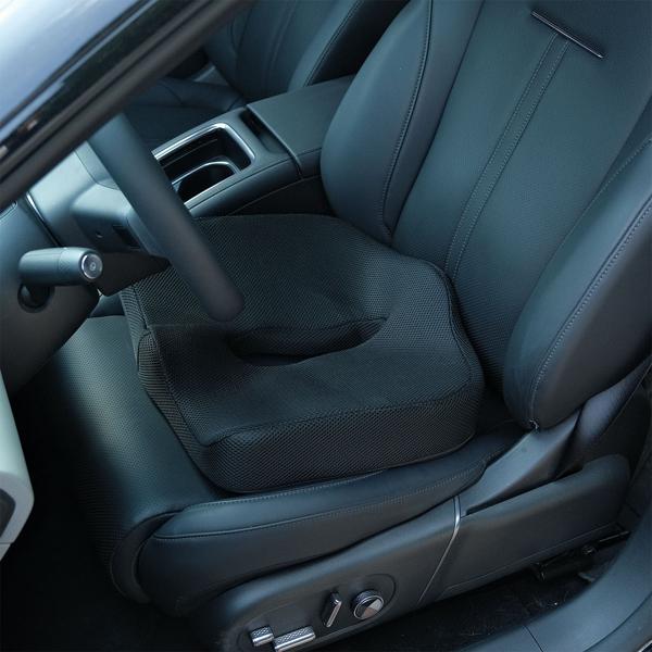 Coussin d’assise ergonomique à mémoire de forme – idéal pour voiture et chaise de bureau – soulage la pression en cas d’assise prolongée – coussin lombaire