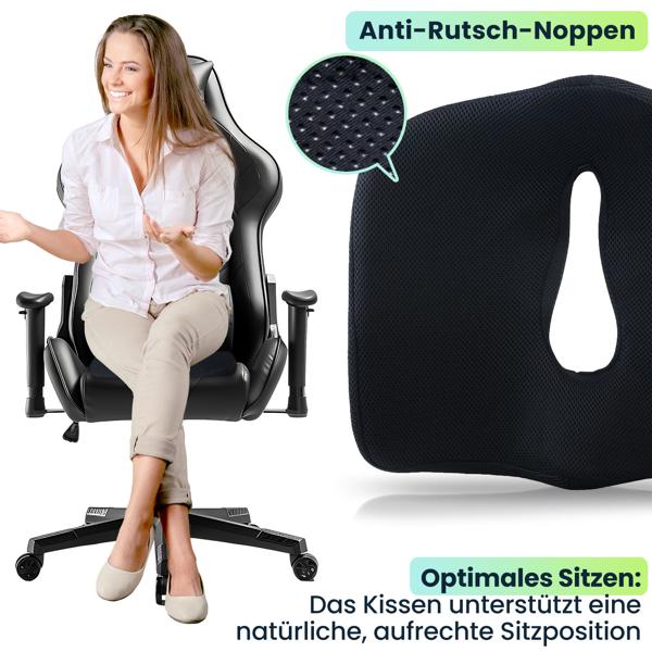 Ergonomisches Memory-Foam-Sitzkissen - Premium Autositzkissen & Bürostuhlkissen zur Druckentlastung bei langem Sitzen, Bandscheibenkissen