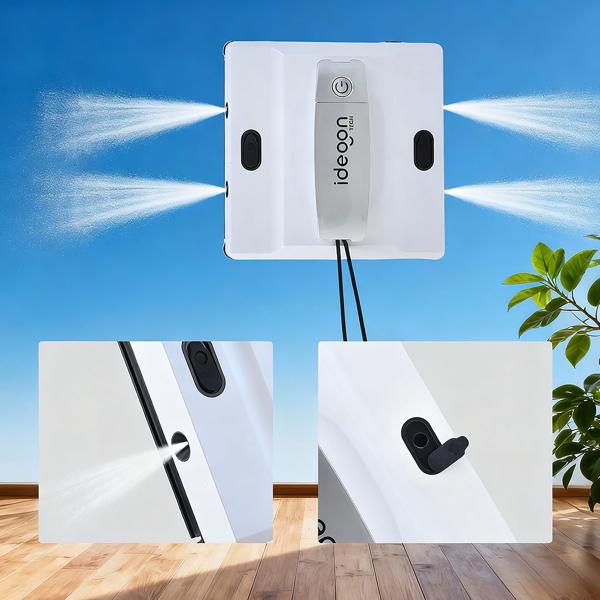 Robot laveur de vitre professionnel avec fonction pulvérisation, contrôle par application – pour fenêtres, verre, carrelage, miroirs – pads microfibres inclus