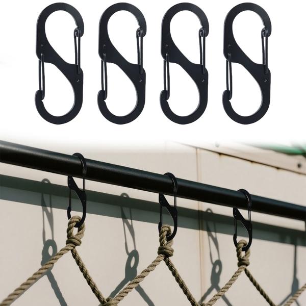 Set de 4 crochets en S pour mousquetons, 5 x 2,2 cm : Crochets robustes à usages multiples pour une fixation sûre - La solution intelligente pour l‘ordre dans la maison, le garage & l‘extérieur