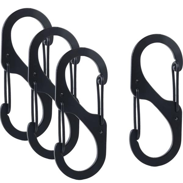 Carabiner S-hook set of 8, 4 x 1.7 cm: Robust multi-purpose hooks for a secure hold - The clever solution for keeping your home, garage & outdoor areas tidy