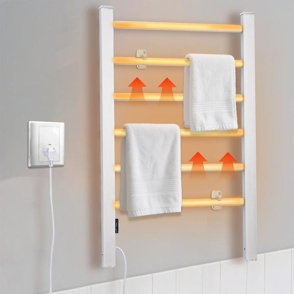 Electric towel warmer 105 watts, for standing and hanging - freestanding & wall‑mountable - Quick drying & warm towels