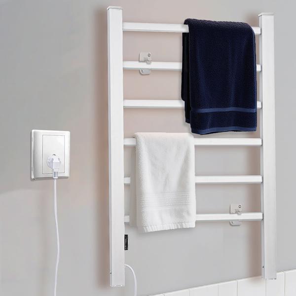 Electric towel warmer 105 watts, for standing and hanging - freestanding & wall‑mountable - Quick drying & warm towels