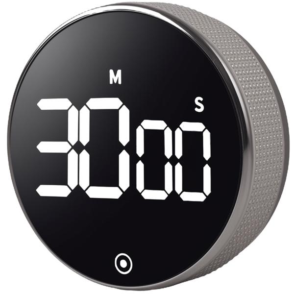 Digital kitchen timer with rotary dial - practical egg timer with magnet, loud alarm, countdown function & large LCD display