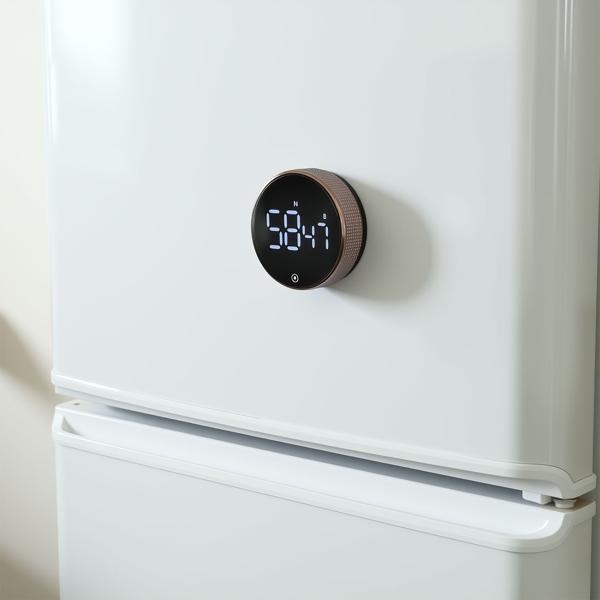 Digital kitchen timer with rotary dial - practical egg timer with magnet, loud alarm, countdown function & large LCD display